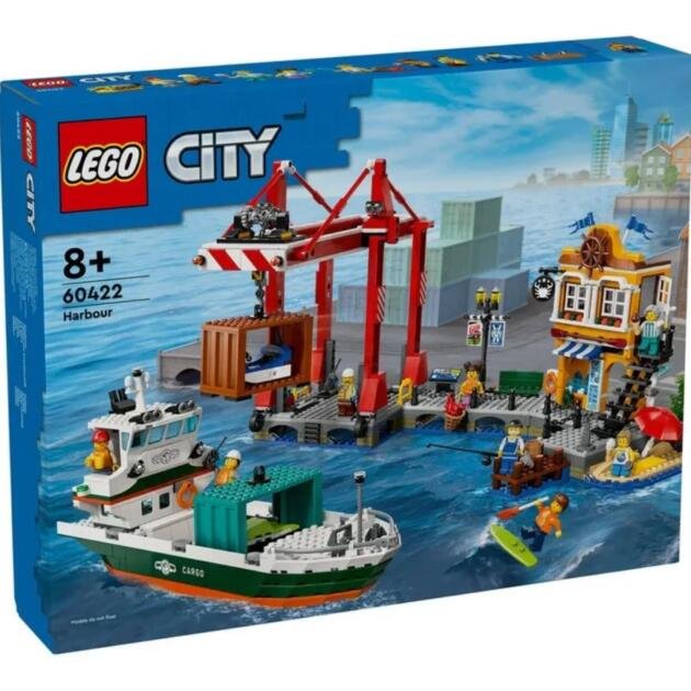 LEGO PUERTO MARÍTIMO CON BUQUE DE MERCANCÍAS 8+